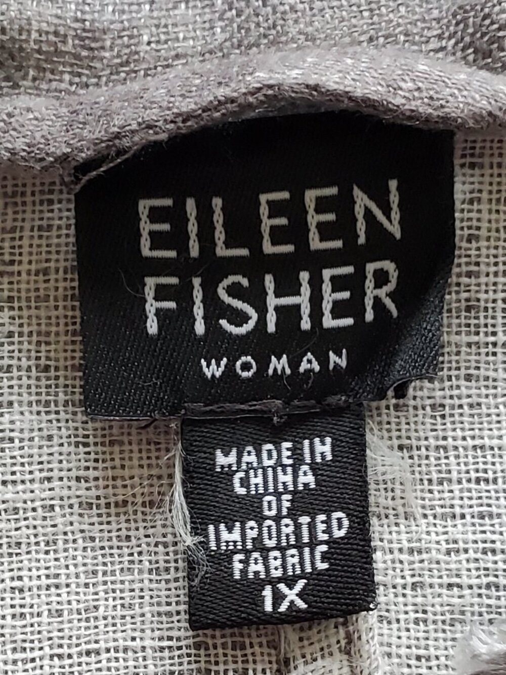 Eileen Fisher woven women’s grey Irish linen tunic/coat dress/cardigan sz 1X. - Picture 5 of 7